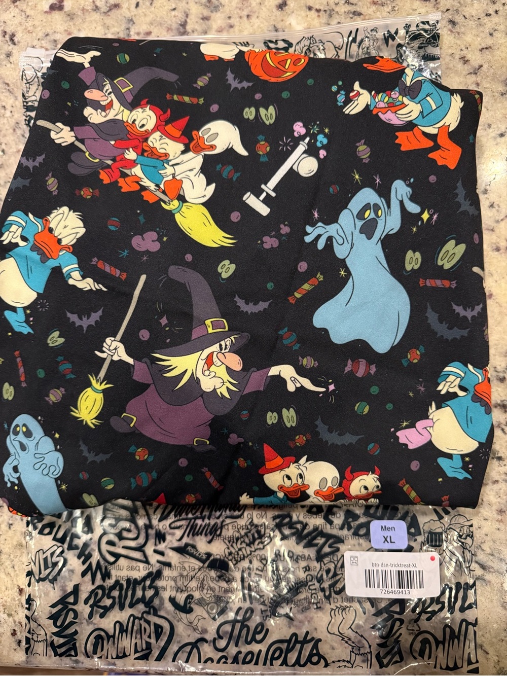 RSVLTS Men’s Button-Down Shirt - Black with Multicolor Halloween Print